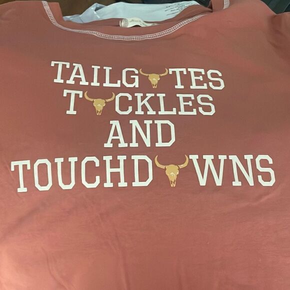 altar'd state Tailgates Tackles And Touchdowns Cropped Oversized T-Shirt S Rust - Picture 8 of 8